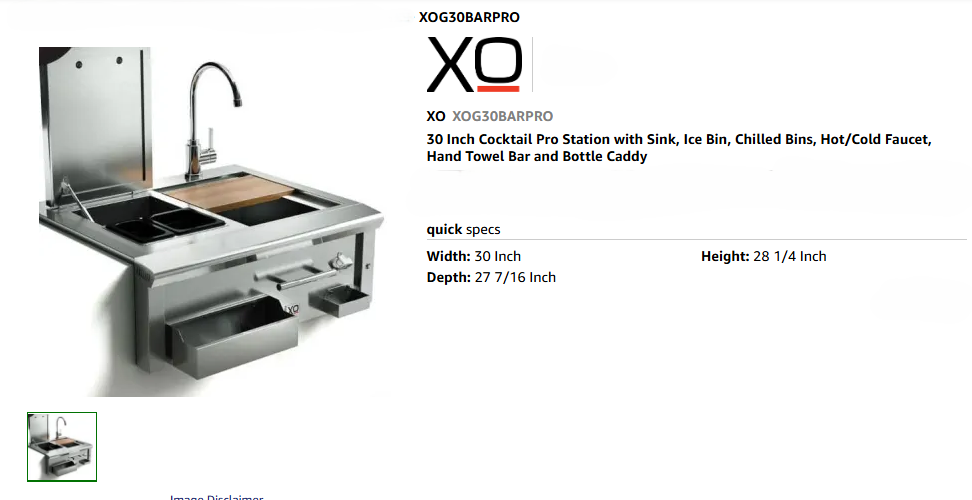 30" XO Cocktail Pro Station with Sink (New)